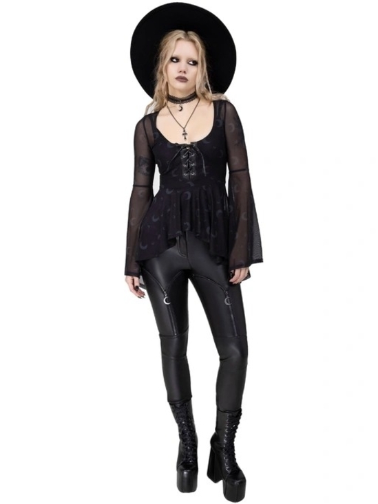 Killstar Pants - Black Gothic Faux Leather Skinny Pants